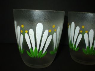 Vtg H J Stotter MCM Daisy Pattern Frosted Acrylic Juice Glass Tumbler Cups 3