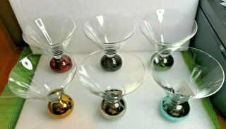 Mcm Metallic Ball Ft Retro Barware 10 Oz Martini Cocktail Glass Multi - Color 6
