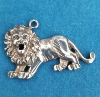 Vintage Sterling Silver 925 Leo Lion Pendant Signed One Of A Kind