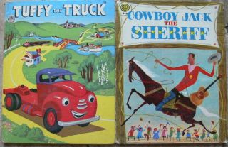 2 Vintage Jolly Books Cowboy Jack The Sheriff,  Tuffy The Truck