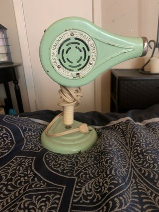 Vintage Handy Hannah Hair Dryer Green With Stand Model 893