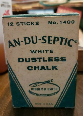Vtg An - Du - Septic No.  1400 Binney - Smith White Dustless Chalk 11 1/2 Pc Usa