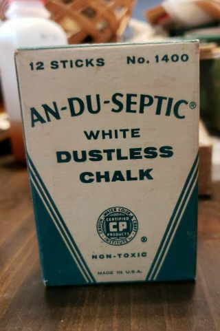 Vtg An - Du - Septic No.  1400 Binney - Smith White Dustless Chalk 11 1/2 pc USA 2