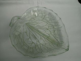 Vintage Bagley Cocktail Time Green Uranium Glass Serving Bowl/dish Leaf Pattern