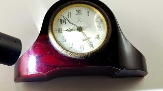 Antique 1930s Old Amber Bakelite Cherry Amber Faturan Desk Clock 394 Gr