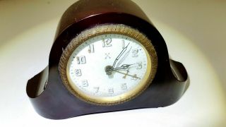 Antique 1930s Old Amber Bakelite Cherry Amber Faturan Desk Clock 394 gr 3