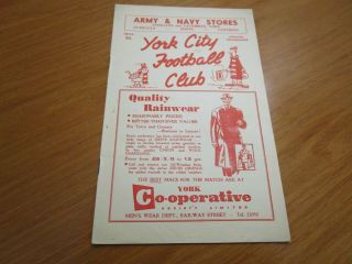 York City V Gateshead 1957/8 October 26th Vintage Post