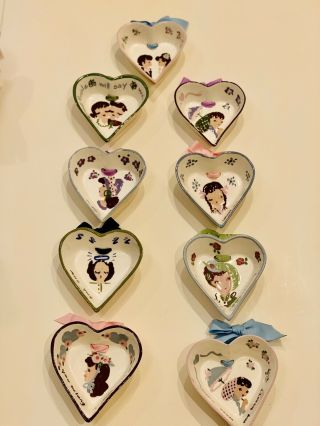 Vintage Cleminsons California Hand Painted Heart Wall Plaque Hanging Pottery
