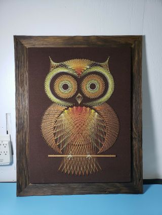 Vintage Owl String Art - Large 24 " X 18 " - Rustic Frame - Very Well Done