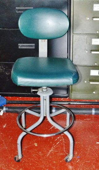 Inter Royal Corp Vintage Industrial Drafting Machinist Metal Chair Stool Green