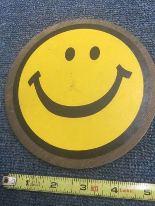 Vtg 60s 70s 5 " Wood Smiley Face Wall Hanging Art Decoration Mid Century Mod Mcm