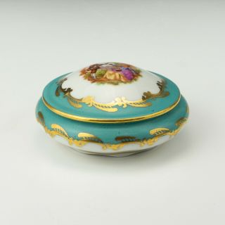 Vintage Goudeville Limoges Porcelain - Courting Couple Powder Bowl Covered Box