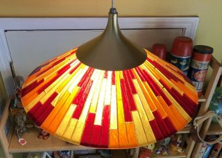 Orange Mid Century Modern Lucite Moe Fiesta Hanging Lamp / Light