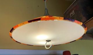 Orange Mid Century Modern Lucite Moe Fiesta hanging lamp / light 2