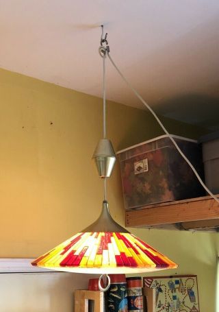 Orange Mid Century Modern Lucite Moe Fiesta hanging lamp / light 3