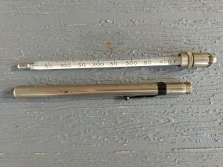 Vintage Therm Supply Co Industrial Flat Thermometer With Metal Case 50 - 400