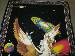 Vintage Pegasus Universe Black Light Tapestry Psychedelic 1970 ' s Fantasy Hippie 3