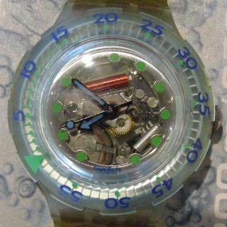 Vintage Swatch Watch " Blue Ice " Sdk107 1993 Scuba Old Stock Nos