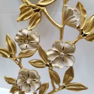 Vintage Syroco Mid Century Gold Floral Wall Art/hangings_set Of 2_4564