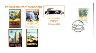 Princes Highway Centenary Sydney Car Fdi Pmk Vintage Travel Posters Fdc