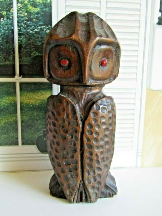 Vintage Modernist Carved Owl Mid Century - Cleverly Designed To Display 4 Ways