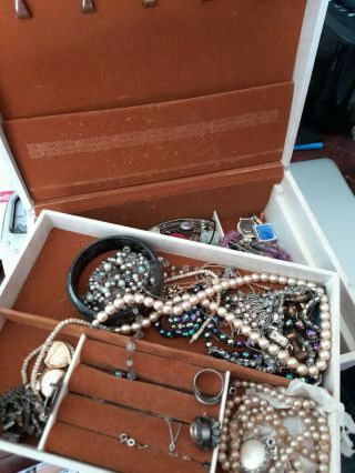 Large Vintage Jewellery Box Full Of Vintage Costume Jewellery Items