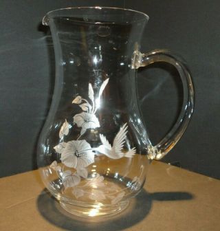 Avon Lead Crystal Hummingbird Etched Pitcher Made In France