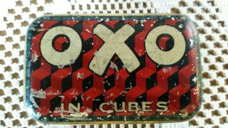 Vintage Oxo Cubes Small English London England Food Additive Tin Box