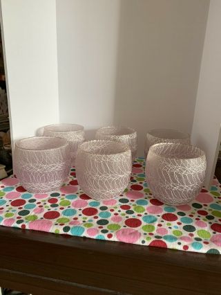 Six Lovely Vintage Spaghetti String Glass Tumblers