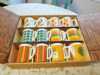 Box Of 12 Mid Century Plastic Thermal Coffee Mugs Cups Camping