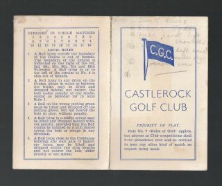 Vintage Uk Stymie Scorecard Castlerock Golf Club,  Northern Ireland Est.  1901