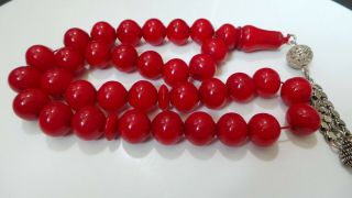 Vintage Cherry Amber German Bakelite Rosary 83 Gram 99 G.  With Tassel