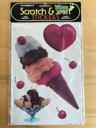 Vintage Celebrity 1984 Mark 1 Scratch & Sniff Sticker Sheet - Ice Cream -