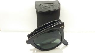 Vintage Ray Ban W0670 Folding Wayfarer B&l Usa Black Sunglasses