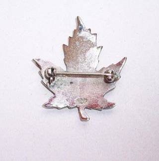Vintage GUILLOCHE ENAMEL Sterling SILVER Canadian MAPLE LEAF BROOCH Pin AMCO 2