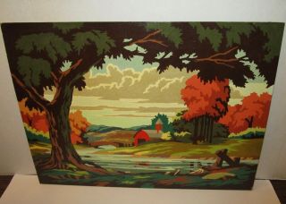 Paint By Number Vintage Wall Art Fall Autumn Landscape Pair Barn Countryside Big