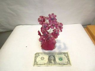 18 Vintage Lucite Acrylic Flowers With Flower Pot Mid Century 7.  5 " Hi Good Shape
