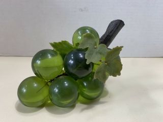 Vintage Acrylic Glass Lucite Green Grape Cluster With Stem Lucite Balls