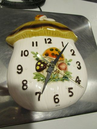 Vtg 1976 Sears Roebuck Merry Mushroom Ceramic Wall Clock Japan