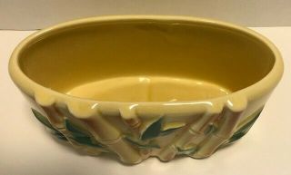 Vintage Royal Copley Ceramic Oval Planter Bamboo Yellow Green Brown 1940 ' s MCM 3