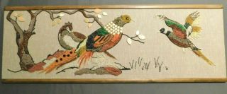 Vintage Mid Century Wall Art Gravel Pebble Framed Picture Grouse Large 36 " X13 "