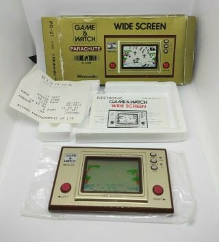 Boxed 1981 Nintendo Game & Watch Parachute Pr - 21 Wide Screen Handheld Gold