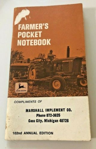 Vintage 1968 John Deere Tractor Farmers Notebook Cass City Michigan