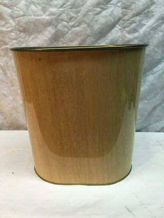 Vintage Mid Century Harvell Metal Trash Can Gold Wheat inside 3