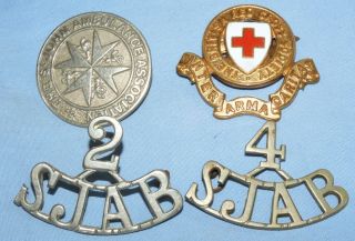 Vintage The St John Ambulance Brigade Badges,  Red Cross 2 Sjab 4 Sjab