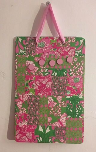 Lilly Pulitzer Pink Green Vintage Butterfly Print Magnetic Message Board 12 X 18