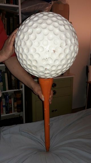 Mid Century Modern (mcm),  Giant Ceramic Golf Ball & Giant Cast Iron Golf Tee