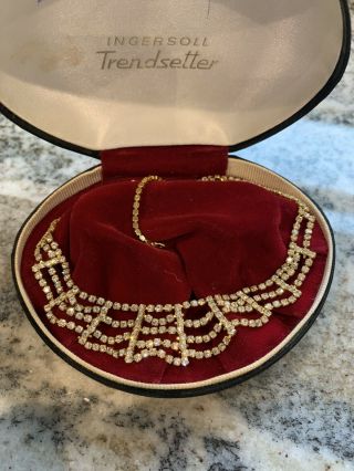 Vintage 18ct Gold Plated Diamante Necklace From 1950s