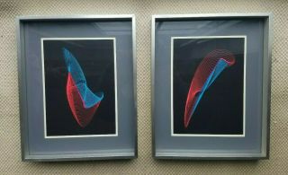 2 Turner Wall Accessory Geometric Grometric Psychedelic Mcm Art Framed Pictures