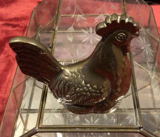 Vintage Brass Hen On Nest Metal Hand Crafted